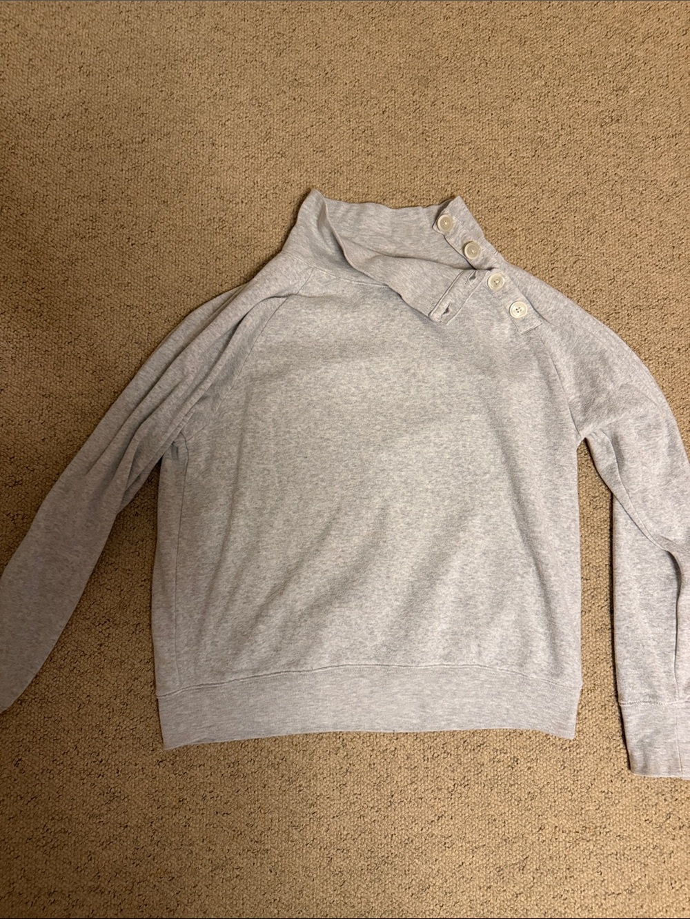J. Crew Light Gray Button-Neck Turtleneck Sweatshirt